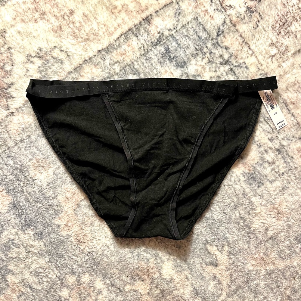 Victoria's Secret Black Stretch Cotton String Bikini Panty